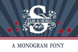 Stars Swirls Monogram Banner Font for Creative Projects